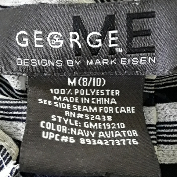 George ME Black and White Sheer Blouse Size Medium - Picture 7 of 7